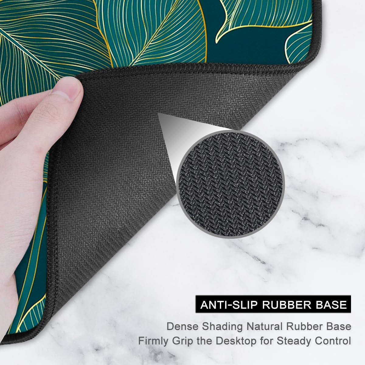 Desk Mat, Ultra Large Mouse Pad, XXL Gaming Mousepad, Green Tropical Leaves Deskpad, Big Extended Full Size Mouse Pad, Desktop Desk Matt for Keyboard, Laptop & Computer, 35.5 X 15.7 In