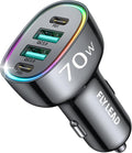 Power Up On The Go: 70W USB C Car Charger with 4 Ports for Fast Charging Your iPhone and Galaxy Devices