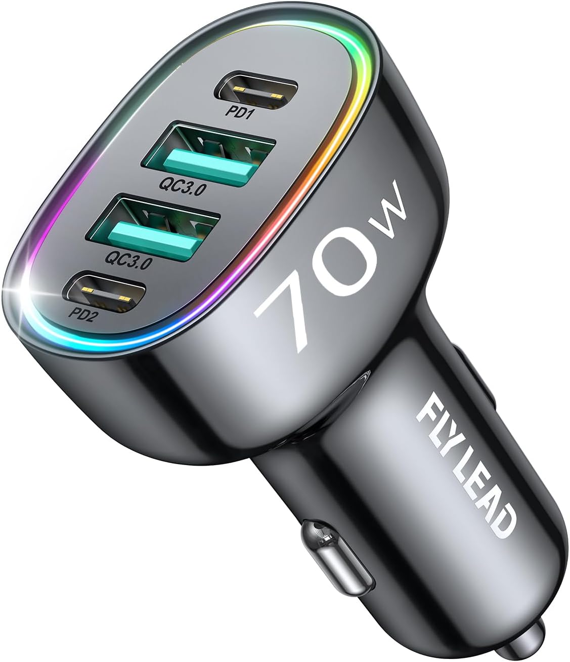 Power Up On The Go: 70W USB C Car Charger with 4 Ports for Fast Charging Your iPhone and Galaxy Devices