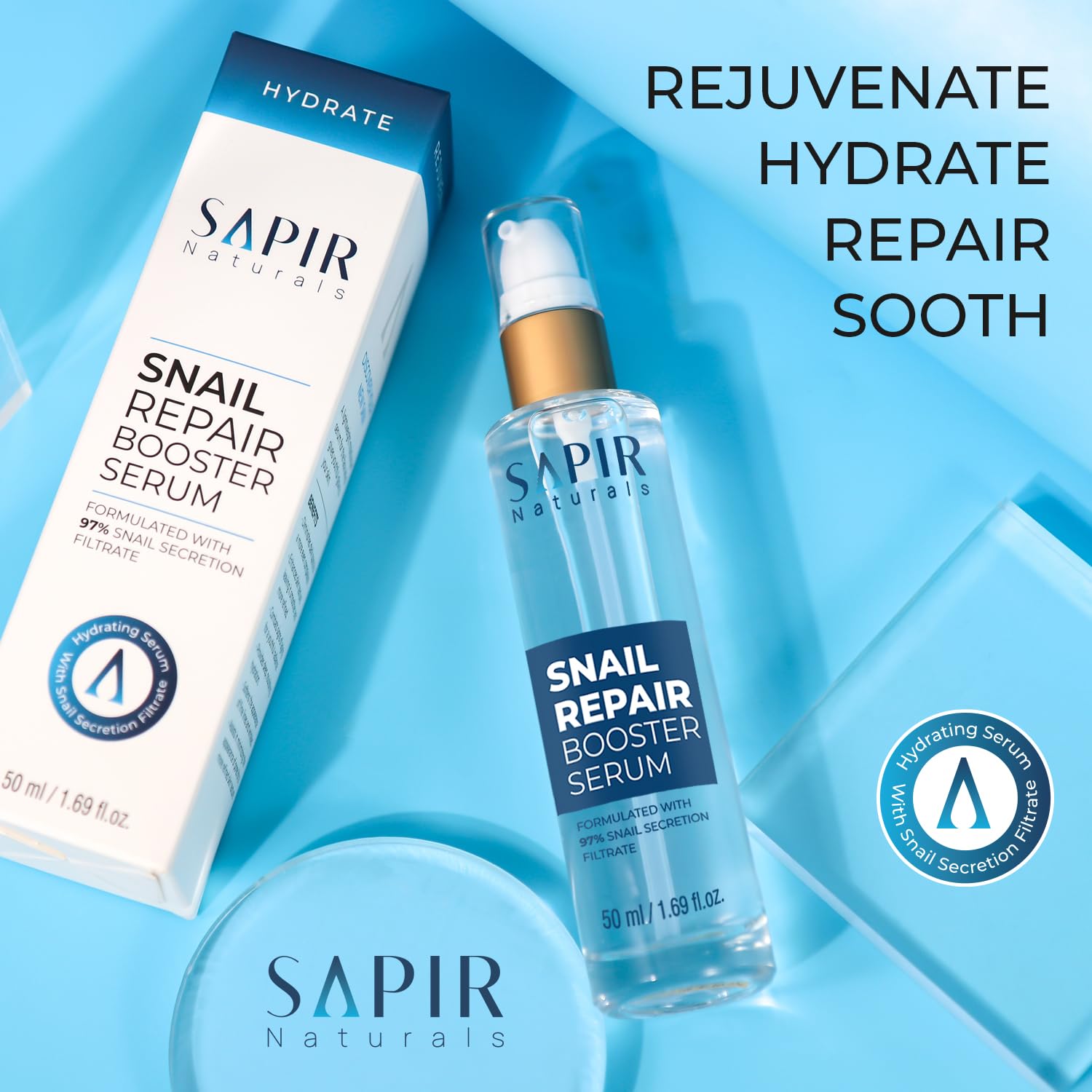 Revitalize Your Skin with Our Snail Mucin Repair Booster – 50 Ml of Anti-Aging Power with 97% Snail Secretion Filtrate and Hyaluronic Acid for Radiant, Youthful Complexion