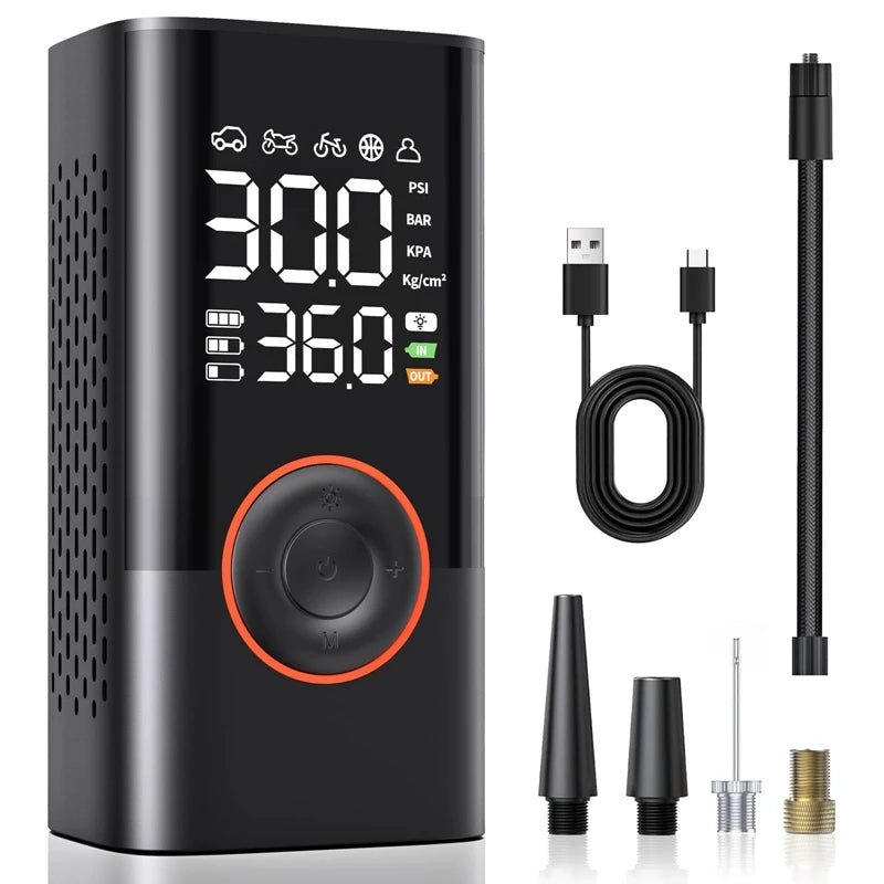 Powerful Wireless Car Air Compressor - Electric Tire Inflator for Motorcycles, Bicycles, Boats, and More!