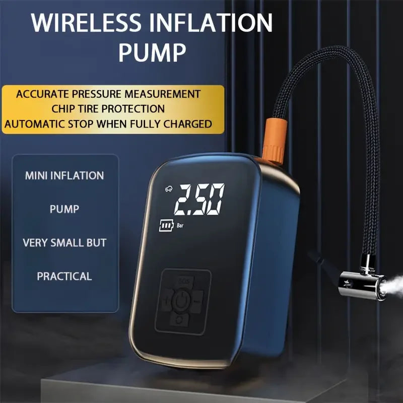 Powerful Wireless Car Air Compressor - Electric Tire Inflator for Motorcycles, Bicycles, Boats, and More!